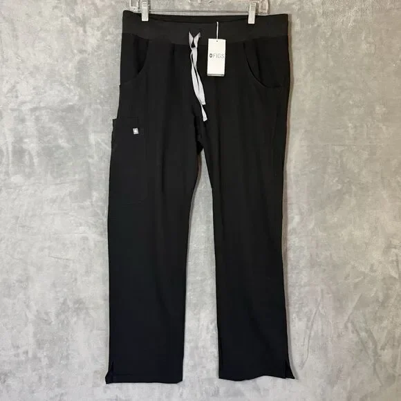 NWT FIGS M Set Ejura Scrub Tunic Top & Kade Cargo Scrub Pants Black Medical Tech - Picture 5 of 16